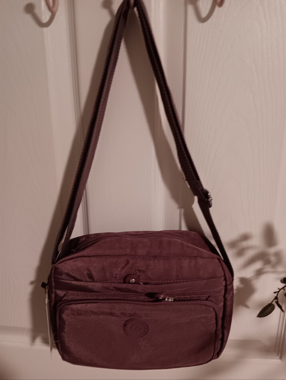 Nollia Purple/Wine Wide Strap Shoulder Bag. NWT.